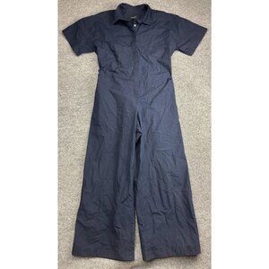Banana Republic Jumpsuit Womens 10 Navy Short Sleeve Utility Cotton Wide Leg